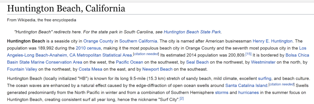 History of Huntington Beach California